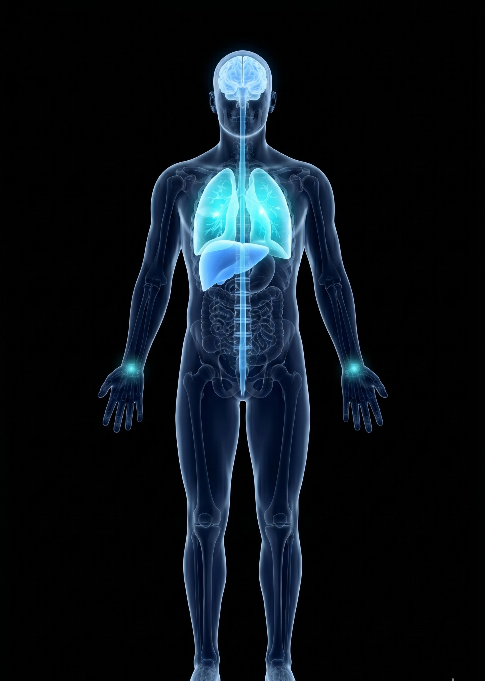 Translucent human body highlighting extra-hepatic delivery reach of NanoPalm's platform